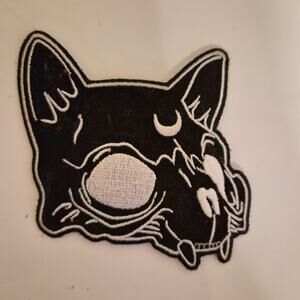 Loungefly Skull Cat Iron On Patch Black and White Moon Luna